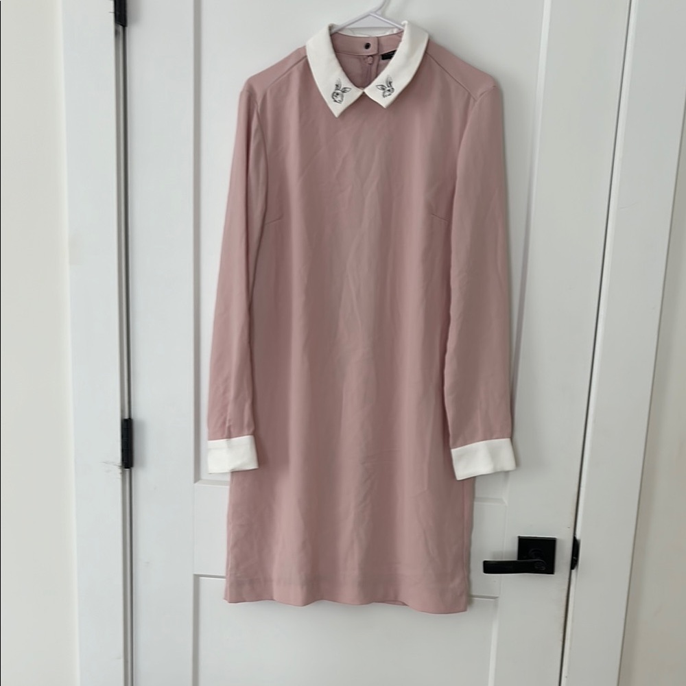Elegant Pink Dress with White Collar
